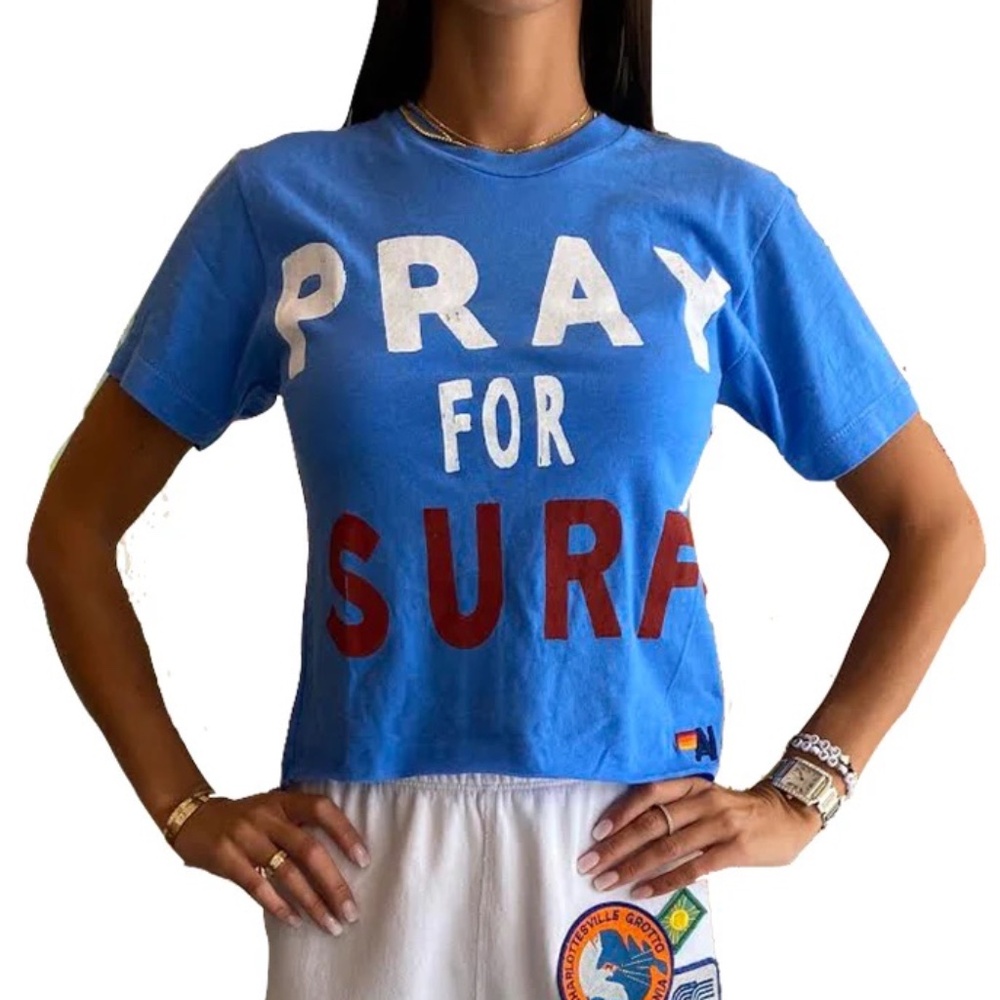 Aviator Nation "Pray For Surf" Cropped T-Shirt